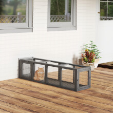 PawHut Outdoor Cat Tunnel, Wooden Extendable Pet Run, for Kitty, Puppy, Grey