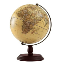 Illuminated World Globe with Wooden Base, 360 Rotating LED Desk Globe for Home or Study Decor