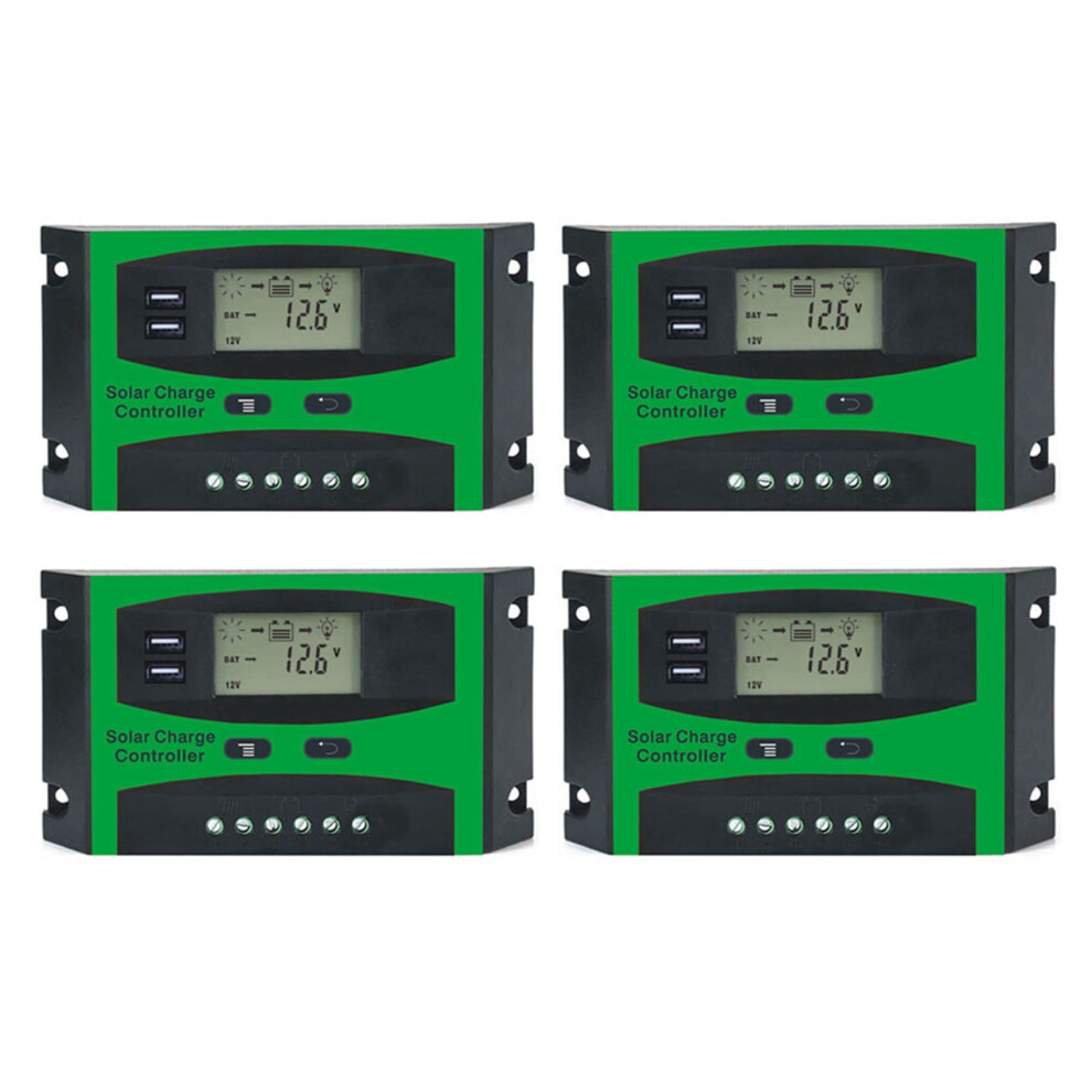 4X 30A 12V 24V Solar Charge Controller With Lcd And Dual Usb 5V Solar Panel Battery Regulator For OffâGrid Rv Boat Cabin 9169991112794