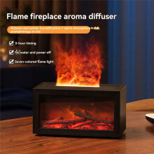 Humidificateur D'Air, Diffuseur de Parfum Essentiel avec Veilleuse, Humidificateur de Cheminée Rétro, Humidificateur à Flamme, Diffuseur D'Arômes