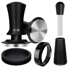 Coffee Tamper Set with Spring Loaded Tamper Tamper Mat Dosing Funne WDT Tool Espresso Coffee Distribution Stirrer 58mm
