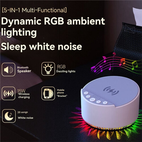 White Noise RGB Rhythmic  Speaker with 15W Wireless Fast Charging Ambient Light  Speaker 2