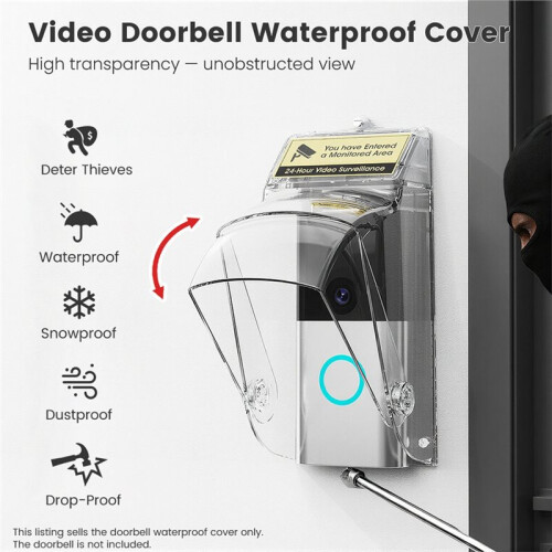 Capa Protetora Transparente e Impermeável para Campainha de Vídeo, Ideal para Uso Externo. 2