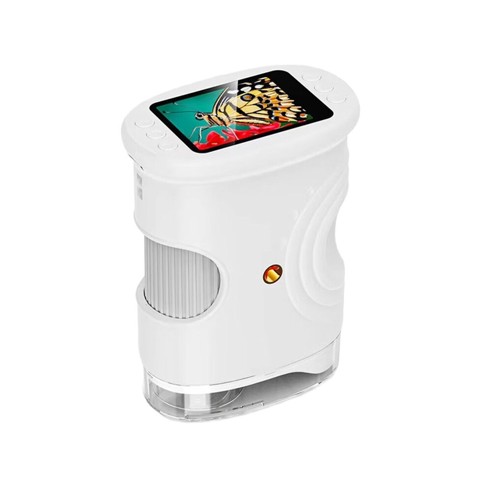 Saudism Handheld Microscope For Kids With 2In Hd Screen 50-1000X Pocket Microscope Educational Birthday Gift For Children White