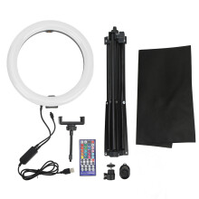 LED Vanity Ring Light For Makeup Artists, Horizontal Weave Texture Design With Remote, Jacquard Woven Microfiber Light Quality For Animal Friendly