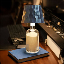 Lampe de Table LED pour Bouteille de Vin, Chargement USB, Contrôle Tactile, 3 Couleurs, Intensité Variable, Ondulation, Noire.