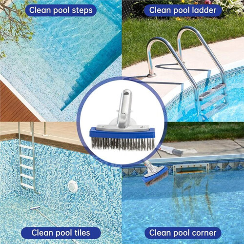 Escova de Piscina de Aço Inoxidável de 5 Polegadas, Escova de Limpeza Resistente para Piscinas de Concreto Projetado, Ferramenta de Limpeza Profunda 2