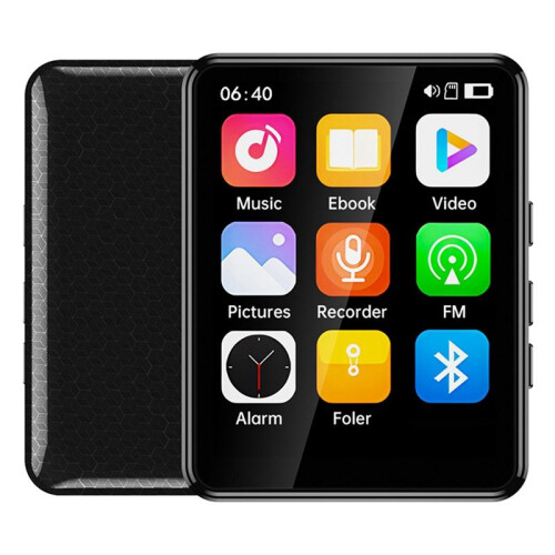MP3 Player de 2,4 Polegadas com Suporte , Tela Cheia, Touchscreen, Tocador de Música HiFi, Alto-Falante Integrado com e-Book/Rádio/FM/Vídeo 1