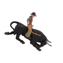 Cowboy Action Figure Set with Bull Riding Toy, Western Rodeo PVC Playset for Kids and Collectors