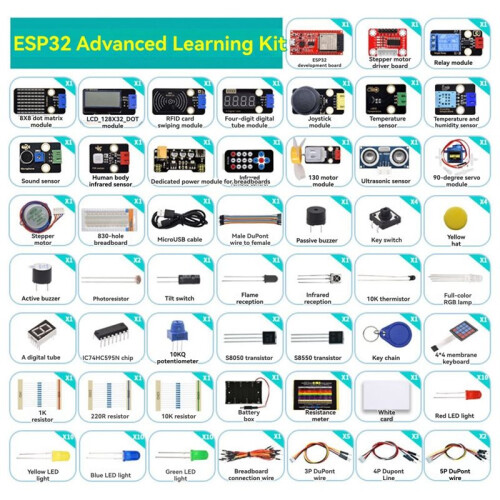 ESP32 Basic Learning Kit Electronic Components Sensors Modules Essential  Kit for  Python Programming Kit 1