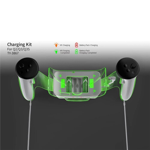 VR Charging Station Controller Holder with 2 Rechargeable Batteries for Meta Quest 3S/Quest 3/Quest 2 Accessories 1