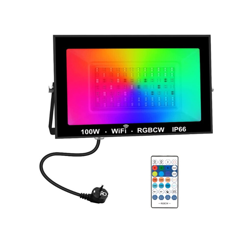 100W Rgbcw Led Flood App Remote Control Flood Outdoor Garden Lamp Decorative Wall Spot Eu Plug Light 6032145455739