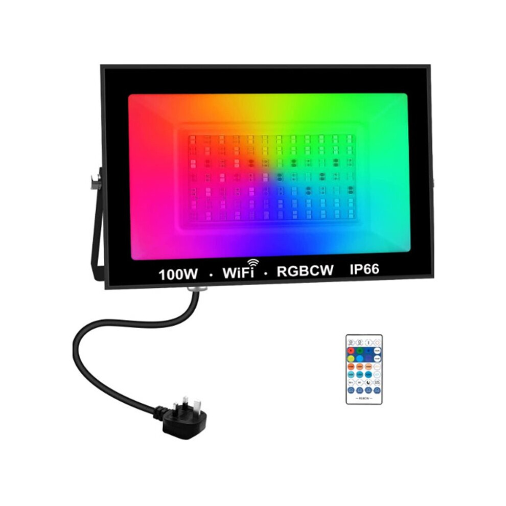 100W Rgbcw Led Flood App Remote Control Flood Outdoor Garden Lamp Decorative Wall Spot Uk Plug Light 6033514775120