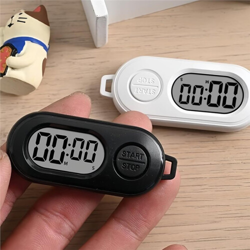 2pcs Keychain Stop Watch with LCD Screen Digital Countdown Timer  Portable Electronic Pocket Watch 2