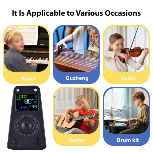 Electronic Metronome BT Rechargeable Vocal Digital Metronome Timer for Piano Guitar Drum Adjustable Volume 8 Rhythms 2