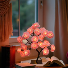 Rose Flower Tree Night Light USB Powered Table Lamp for Bedroom, Decorative Room Lights, Ideal Valentine'S Day Gift