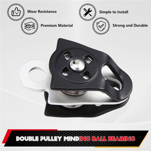 36KN Micro Double Pulley Minding  Bearing for Progress Capture System Rigging Hauling Rescue Arborist Tree Climbing 2