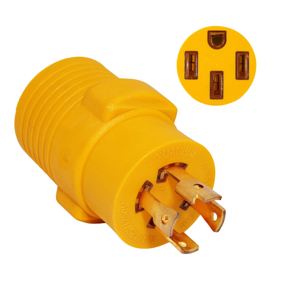 Nema L1430p To 1450R Rv Generator Adapter Plug, 30 Amp To 50 Amp For Camper, Trailer, Ev Charger 9073542387275