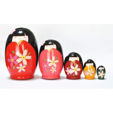 Handmade Wooden Matryoshka Russian Nesting Dolls Set 5pcs Japanese Girl Design Gift Decor