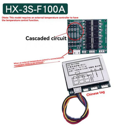 3S 12.6V 100A Li-Ion Lithium Battery Protection Board Module 3 Cells 11.1V Polymer PCB BMS Balance Function Charge 2