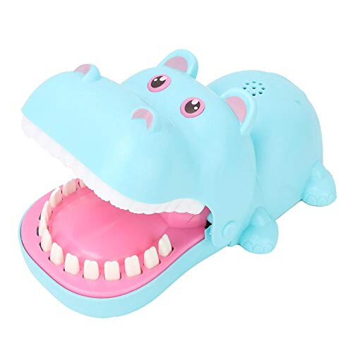Blue Hippo Bite Game for Kids with Reflex Training and Durable Chomping Teeth Toy