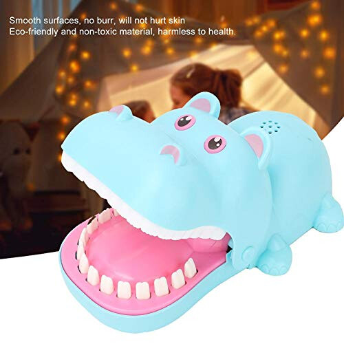 Blue Hippo Bite Game for Kids with Reflex Training and Durable Chomping Teeth Toy 1