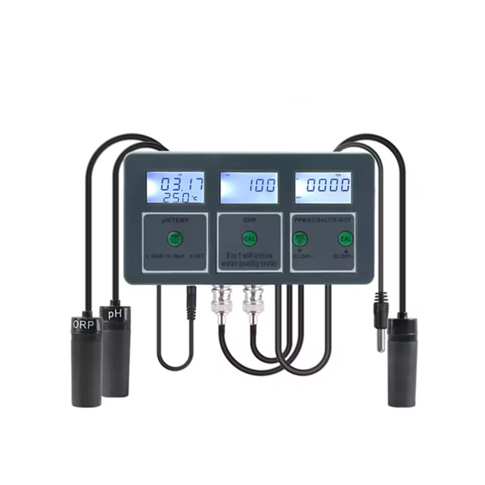 Tuya WiFi 8 Functions in 1 Water Quality Detector S.G/PH/EC/ORP/TDS/CF/SALT/TEMP Measuring Analyzer Water Monitor (EU)