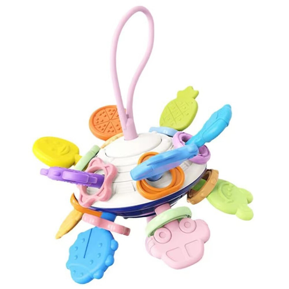 Baby Teething Toys 2 in 1 with Textured Surfaces and Rattle, Montessori Sensory Toy for 612 Months