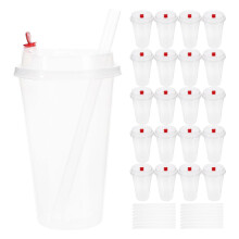 25 pcs Plastic Coffee Cups Clear Drinking Cups Drinking Water Cups Juice Cups with Lids