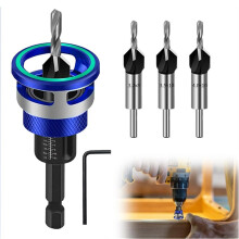 6-Piece Countersink Drill Bit Set Countersink Wood Drill Bit with Depth Stop,Precision Drilling for Woodworking