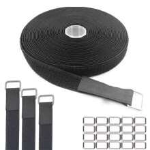 5m Adjustable Cable Straps with 25 Metal Buckles for Cable Management, Wire Organizing, 2cm Wide