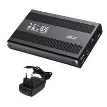 IDE-Gehäuse für 3,5-Zoll-IDE-HDD/SSD, USB-zu-IDE-HDD-Gehäuse, Externes Festplattengehäuse mit Netzteil und EU-Stecker
