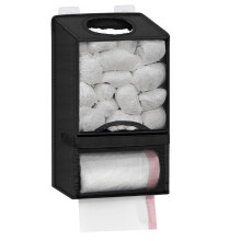 Wall Mount Plastic Bag Holder -Grocery Bag Holder for Shopping Bags, Bag Organizer with Trash Roll Dispenser Black
