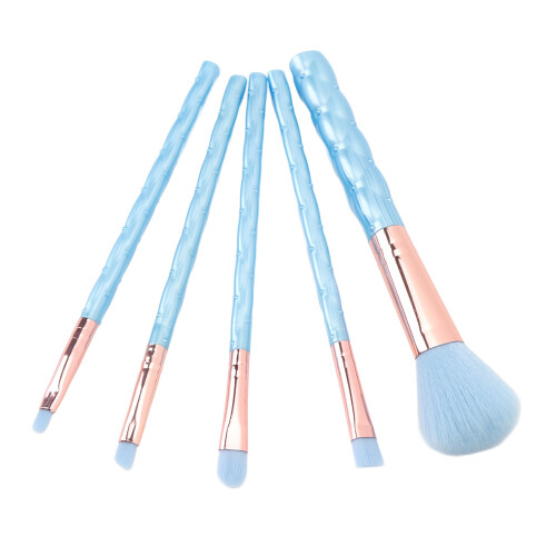 5pcs Soft Makeup Brushes Set - Portable, Blue