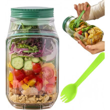 Salad Pod,Salad Pod Jar Side Open Leakproof Dressing Compartment Portable Salad Container, Snack Box with Lid,for Home