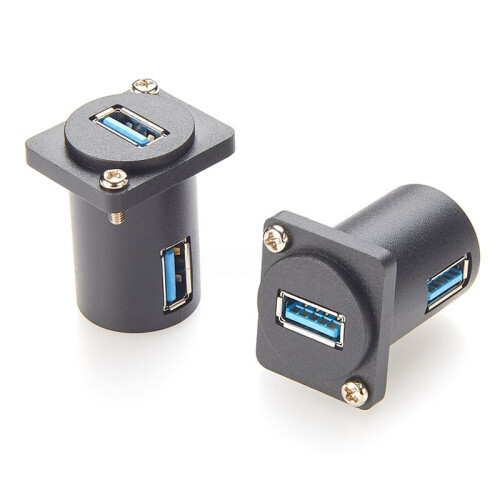USB 3.0 Panel Mount Adapter Angled Exit USB 3.0 A Female D-Type Panel Mount Connector Bulkhead Coupler 1
