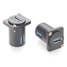 USB 3.0 Panel Mount Adapter Angled Exit USB 3.0 A Female D-Type Panel Mount Connector Bulkhead Coupler