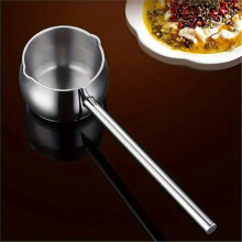 Olla de Acero Inoxidable con Mango Largo para Calentar Mantequilla, Leche y Sopa. Ideal para Cocinar en Casa y Al Aire Libre.