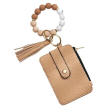 Boho Beaded Wristlet Keychain Wallet for Women Tassel Keychain Wallet Card Holder Purse Keychain