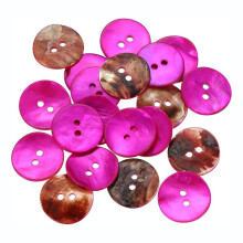 20 Botones de Concha Natural, 18 mm, 2 Agujeros, Botones de Nácar para Blazer, Costura Artesanal, Discos de Concha, Color Rosa Rojizo.