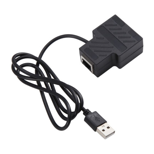 100Mbps Ethernet Splitter Adapter with Power Cable RJ45 LAN 1-in 2-Out Network  for Router PCs Networking
