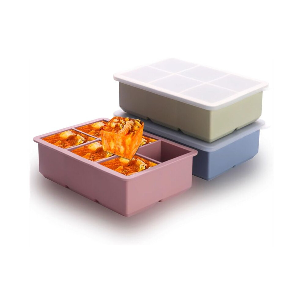 Tauoh 1/2 Cup Silicone Freezer Tray With Lid,Silicone Freezer Molds 3-Pack For Meal Prep & Freezing Of Various Sauces Dishes