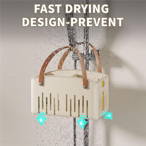 Portable Shower Caddys,Foldable Shower Caddys with Handle and Adjustable Divider,Plastic Shower Storage Basket 2