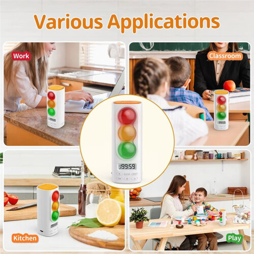 Visual Timer for Kids Traffic Light Audio Digital LCD Display Timer for Classroom Home Kitchen Countdown Visual Timer 2