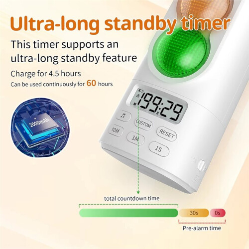 Visual Timer for Kids Traffic Light Audio Digital LCD Display Timer for Classroom Home Kitchen Countdown Visual Timer 2