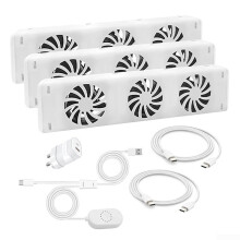UrbanHui Radiator Magnetic Cooling Fan 3-Fan Set with Temperature Sensor, Quiet Low Noise Heater Air Circulator for Fireplace and Indoor Heating