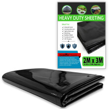 CHESTAF 2M X 3M Black Plastic Sheeting Heavy Duty, 550G Thick Polythene Sheeting Garden Grow, Dust Sheet Waterproof Outdoor Cover, Large Construction