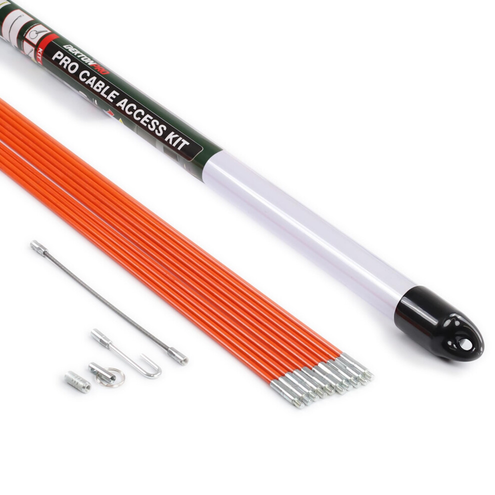 Pro 10M Cable Access Rod And Accessories Kit Set - 14 Pieces Including 10 X 1M Rods, Electricians Puller Rods Wires Draw Push Pulling, Blue 38249976