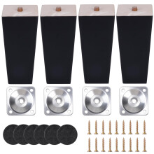 Zythrem 6inch Wooden Furniture Legs 15cm Solid Rubber Wood Sofa Legs Set of 4 Chair Leg Sofa Feet Cabinet Table Bed Leg Square Black Furniture Replac