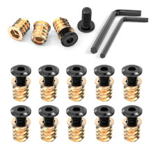 Wavanta 10Pcs M8 x 16mm Furniture Screw Nut Threaded Wood Inserts Bolt Fastener Connector Hex Socket Drive M8 x 15mm Screw-in Nuts with Wrenches